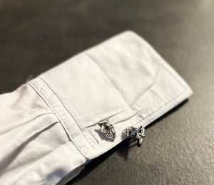 Sterling Silver Kitten Skull Cufflinks made using traditional handheld Jewellery techniques