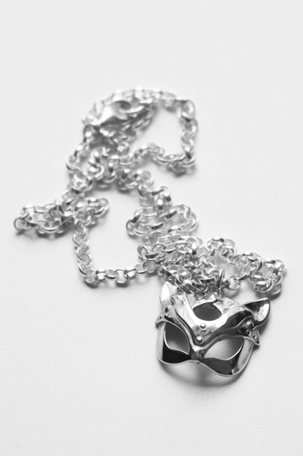 Sterling Silver Mask Necklace made using traditional handheld Jewellery techniques